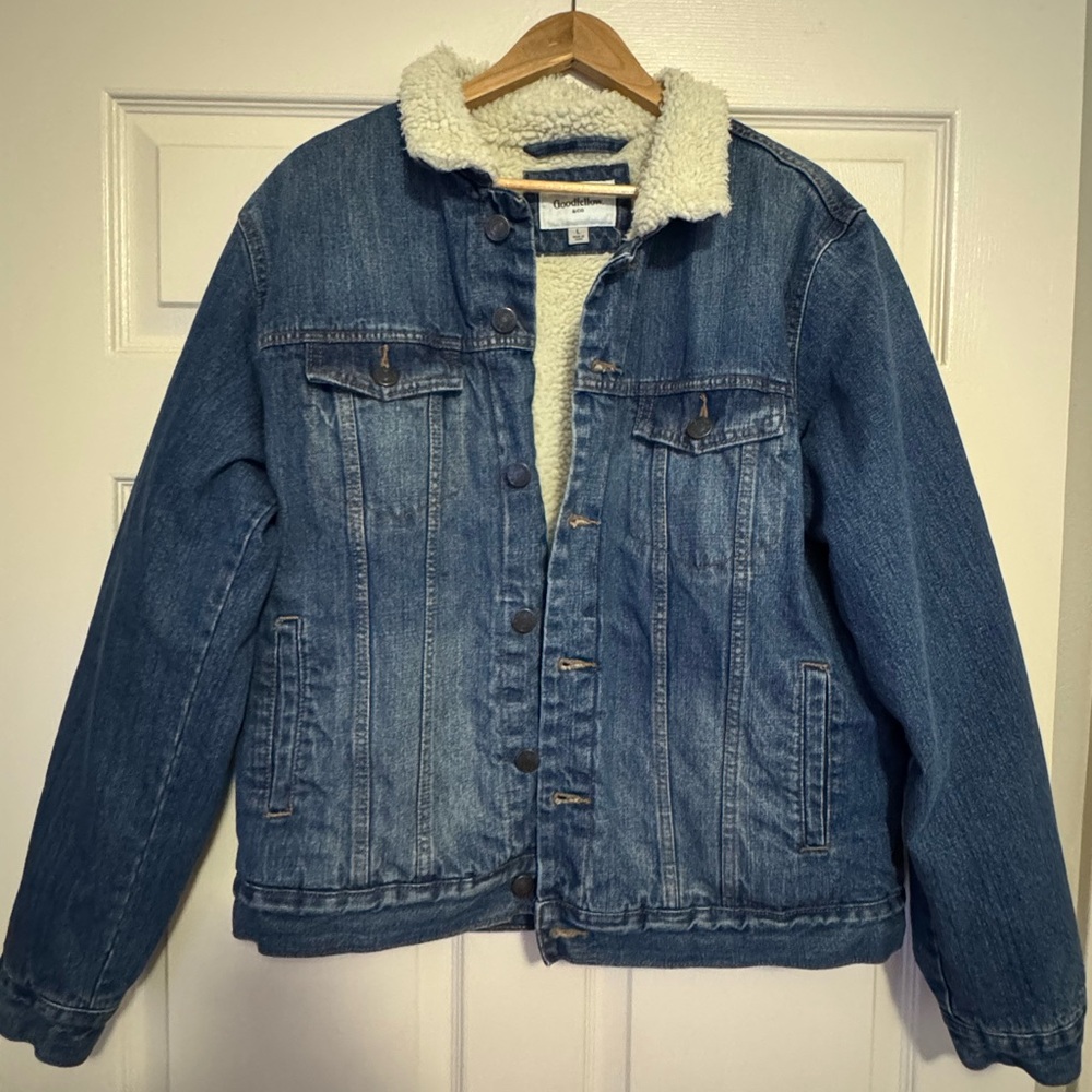 Goodfellow & Co Blue Denim Jacket with Sherpa Lining